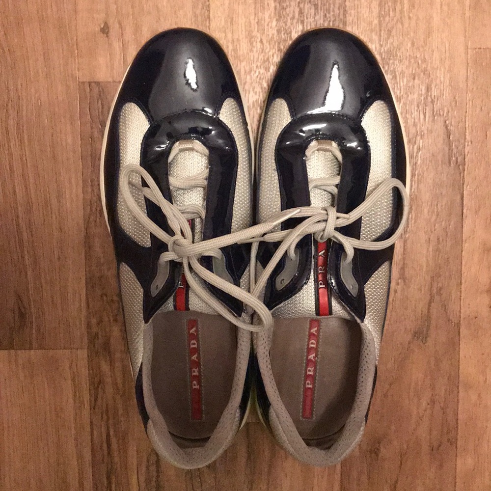 Prada Cup Blue Patent leather sneaker size 12